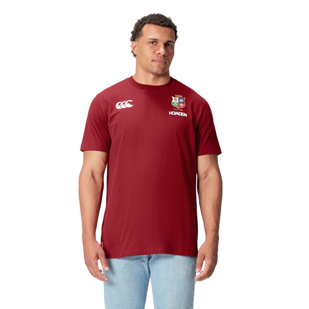 British and Irish Lions Mens Cotton T-Shirt Red - Model Front