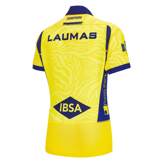 Zebre Mens Bodyfit Away Rugby Shirt 26/27 Yellow - Back View