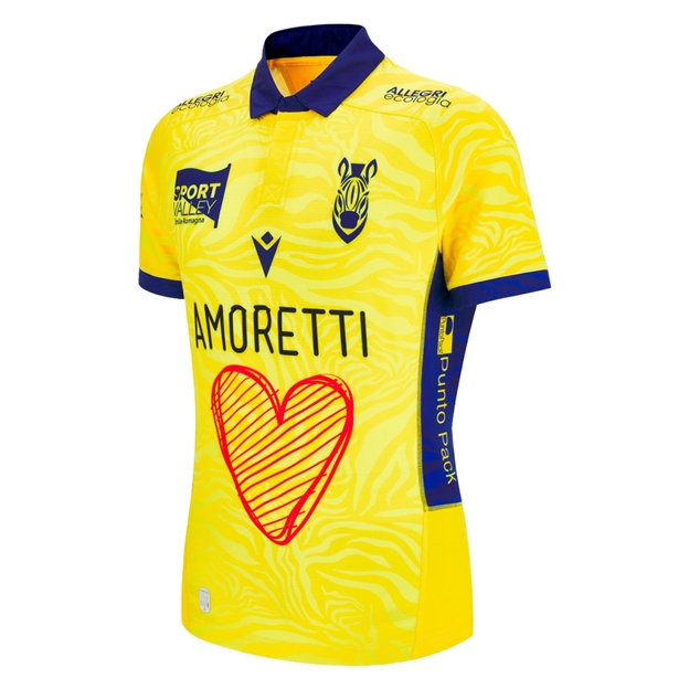 Zebre Mens Bodyfit Away Rugby Shirt 26/27 Yellow - Front View