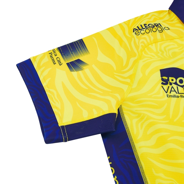 Zebre Mens Bodyfit Away Rugby Shirt 26/27 Yellow - Sleeve Close-up