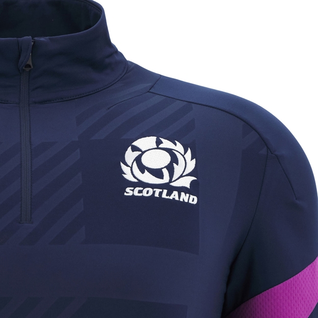 Scotland Junior Travel Quarter Zip Softshell Top 25/26 Navy - Embroidered SRU Thistle