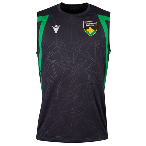 Northampton Saints Mens Training Vest 26/27 Black and Green - Front View
