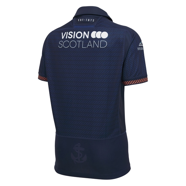 Edinburgh Mens Home Rugby Shirt 26/27 Navy/Orange/White - Back View
