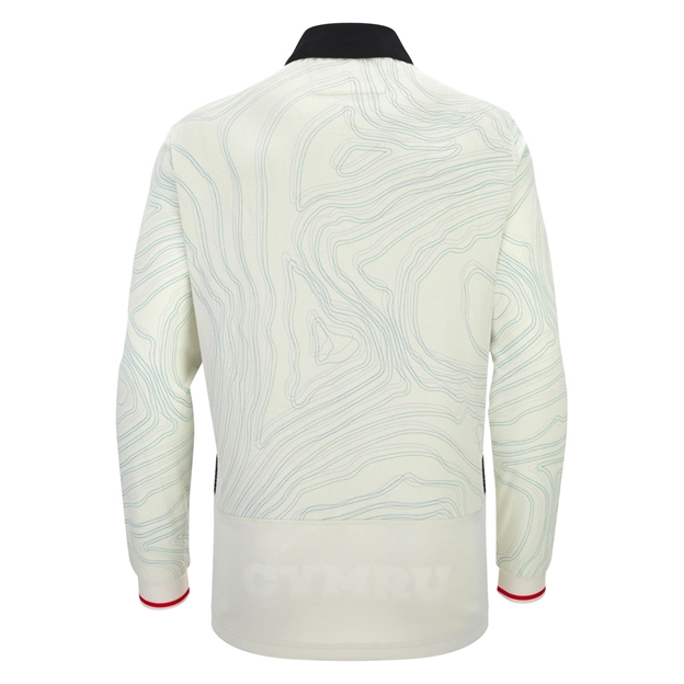 Wales Mens Away Cotton Rugby Shirt 25/26 Long Sleeve White - Back