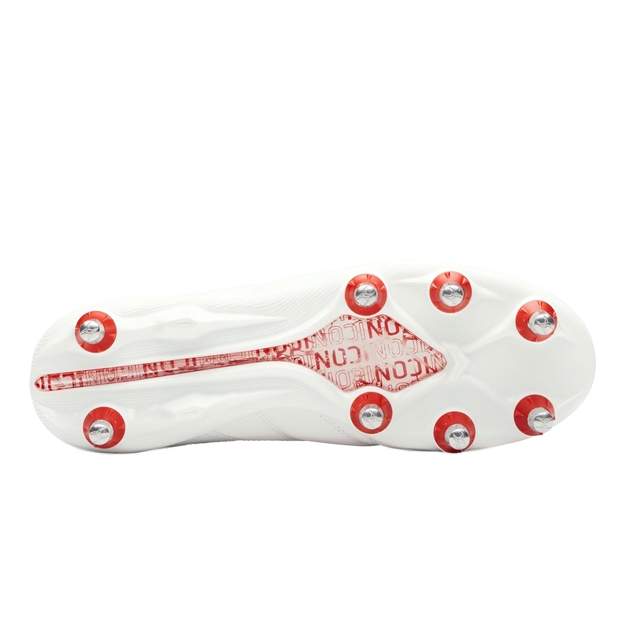 Gilbert Icon Players 8 Stud Soft Ground Rugby Boots White/Red - Soleplate