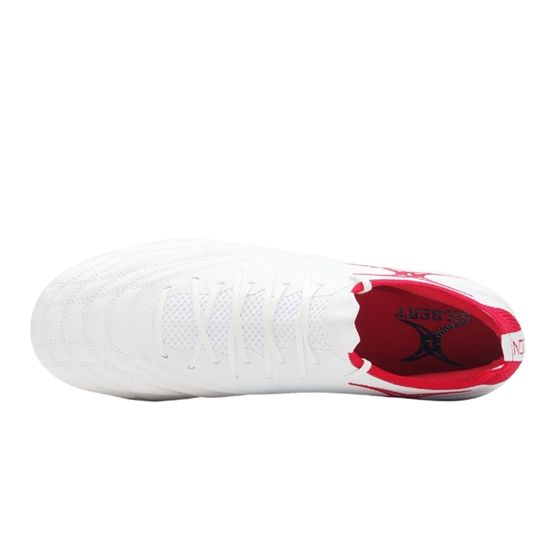 Gilbert Icon Players 8 Stud Soft Ground Rugby Boots White/Red - Top