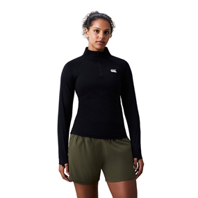 Canterbury Womens Tempo+ Training Quarter Zip Top Black - Front View
