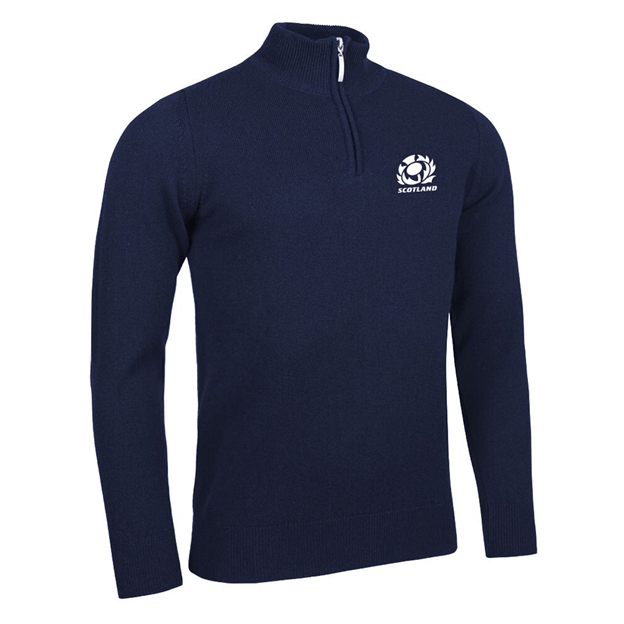 Scottish Rugby Mens Zip Lambswool Sweater