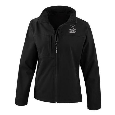 St Ronans Silver Band Womens Softshell Jacket Black - Front View