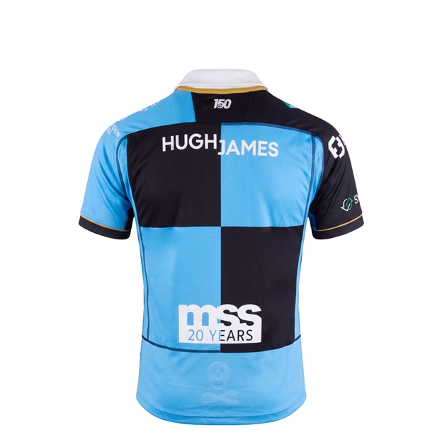 Cardiff Kids Home Rugby Shirt 26/27 Blue - Back View