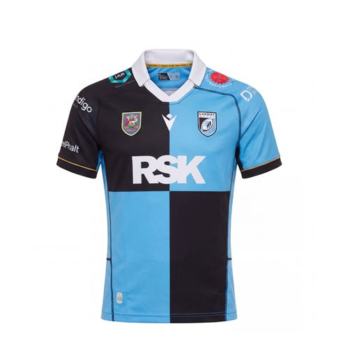 Cardiff Kids Home Rugby Shirt 26/27 Blue - Front View
