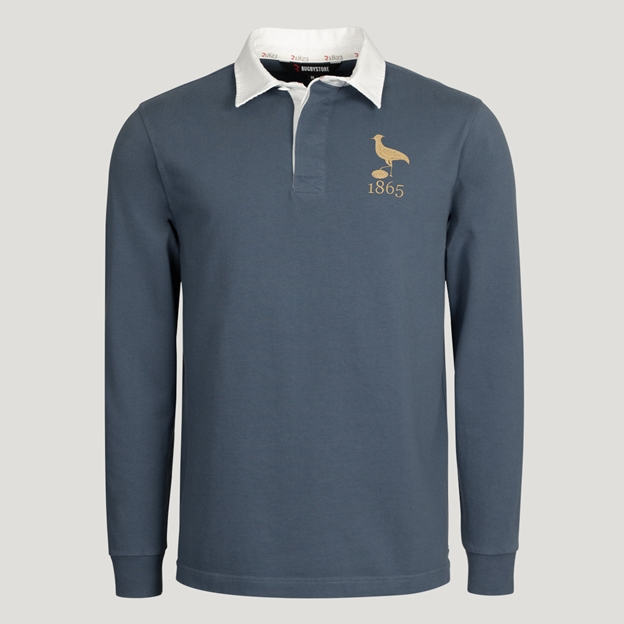 Uruguay 1865 Adults Heritage Rugby Shirt Petrol Blue - Front View