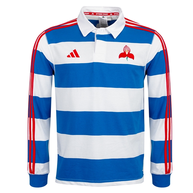 Stormers Mens Heritage Polo Rugby Shirt 25/26 Blue/White - Front View