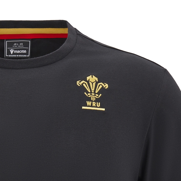Wales Kids Travel Cotton T-Shirt - Black 2025 - WRU