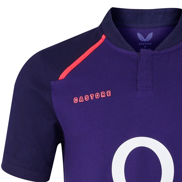 England Mens Away Classic Rugby Shirt 26/27 Maritime Blue - Castore Close-up