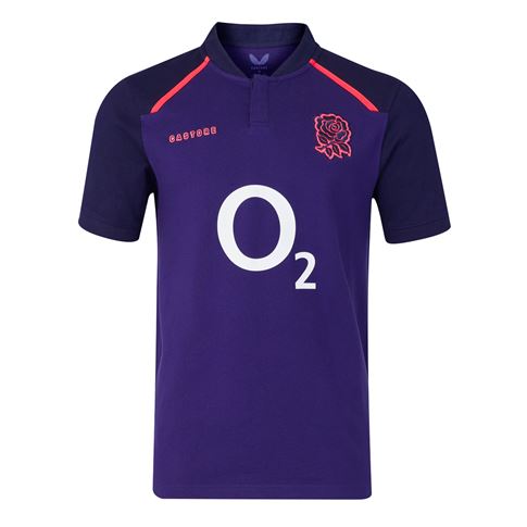 England Mens Away Classic Rugby Shirt 26/27 Maritime Blue - Front View
