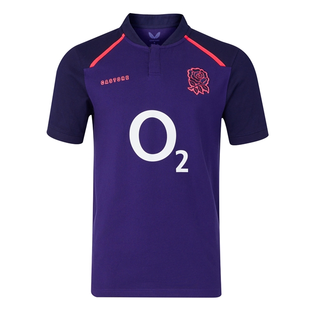 England Mens Away Classic Rugby Shirt 26/27 Maritime Blue - Front View