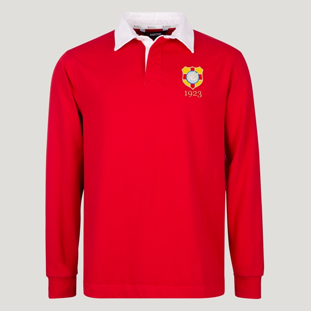 Tonga 1923 Adults Heritage Cotton Rugby Shirt Red - Front View