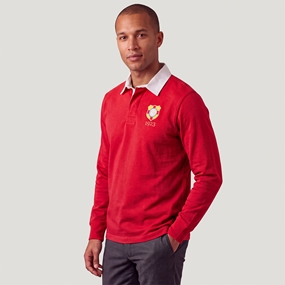 Tonga 1923 Adults Heritage Cotton Rugby Shirt Red - Model Front View