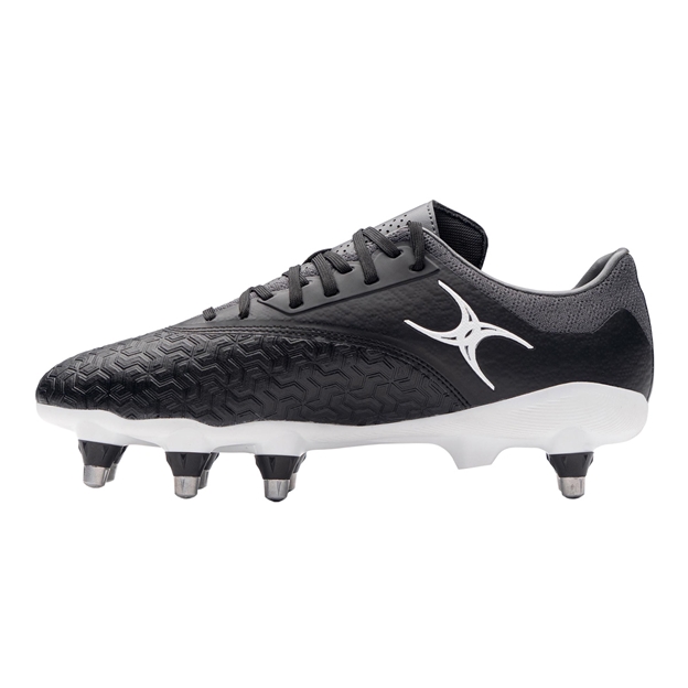 Gilbert Adults Icon Vapour 8 Stud Soft Ground Rugby Boots Black/Grey - Instep View