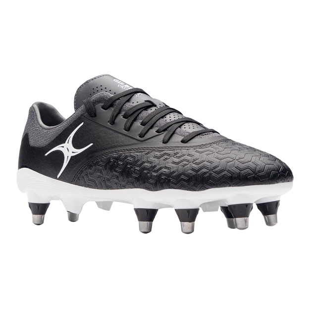 Gilbert Adults Icon Vapour 8 Stud Soft Ground Rugby Boots Black/Grey - Toe View