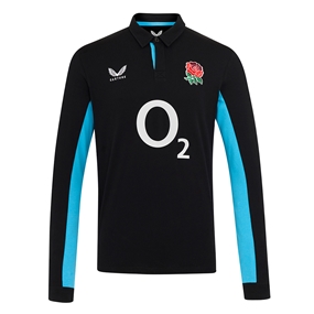 England Mens Away Classic Long Sleeve Rugby Shirt 25/26 Black - Front