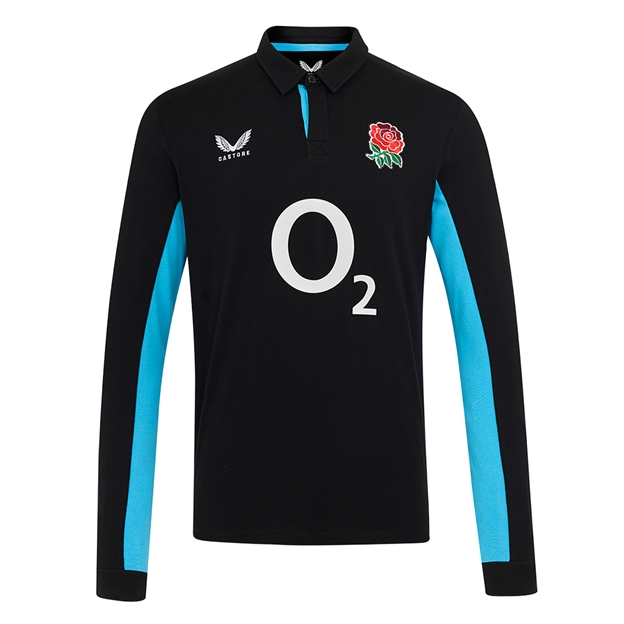 England Mens Away Classic Long Sleeve Rugby Shirt 25/26 Black - Front