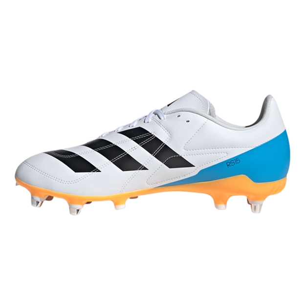 adidas Adults RS-15 Soft Ground Rugby Boots White - Instep View