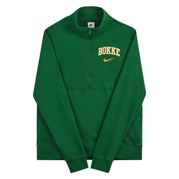 South Africa Springboks Mens 1/2 Zip Sweatshirt 26/27 Gorge Green - Flatlay Front