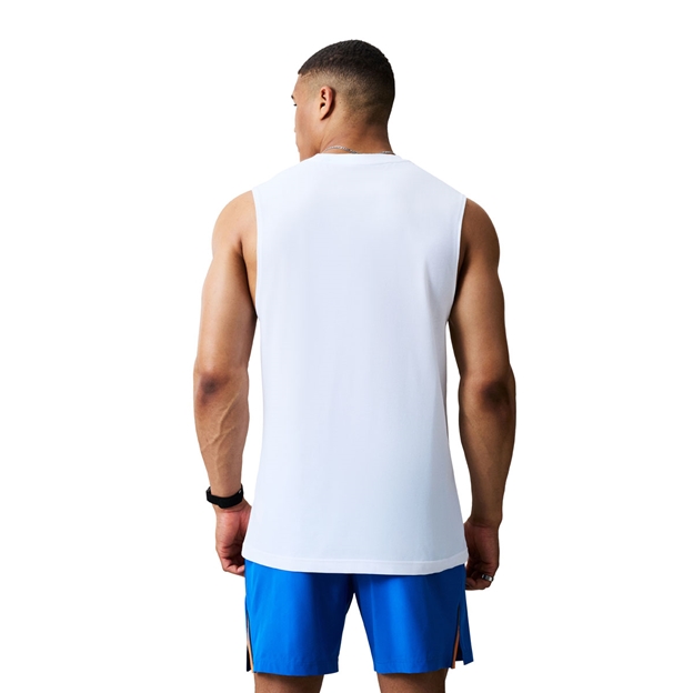 Canterbury Mens Tempo+ Training Vest White and Blue - Model Back View