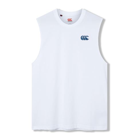 Canterbury Mens Tempo+ Training Vest White and Blue - Front View