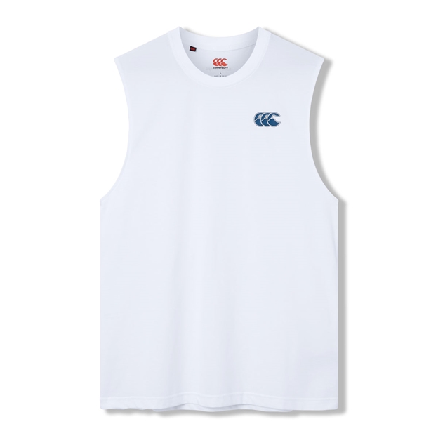 Canterbury Mens Tempo+ Training Vest White and Blue - Front View