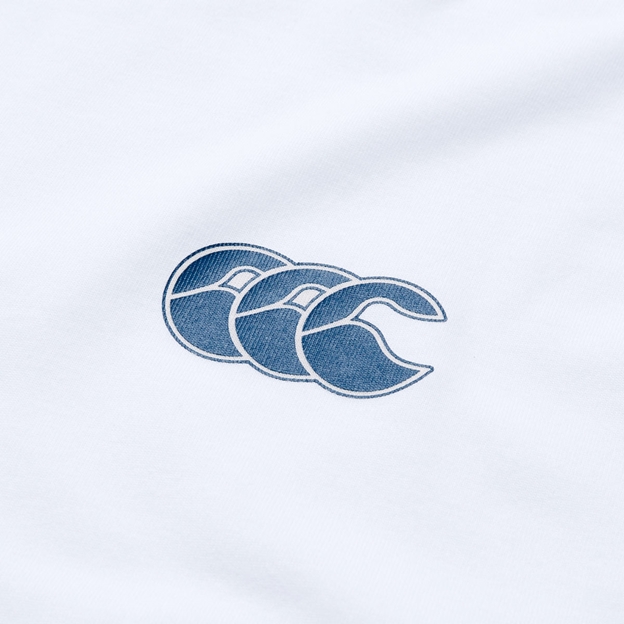 Canterbury Mens Tempo+ Training Vest White and Blue - CCC Logo Close-up