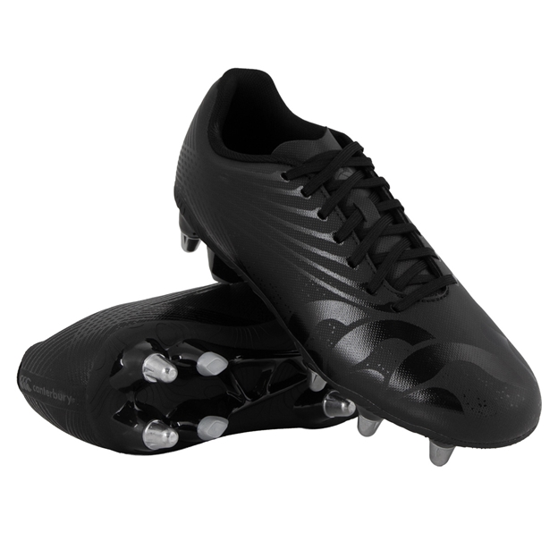 Canterbury Adults Stampede Team Soft Ground Rugby Boots Black - Front View