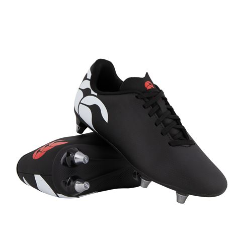 Canterbury Kids Speed Raze Soft Ground Rugby Boots Black:White - Front View