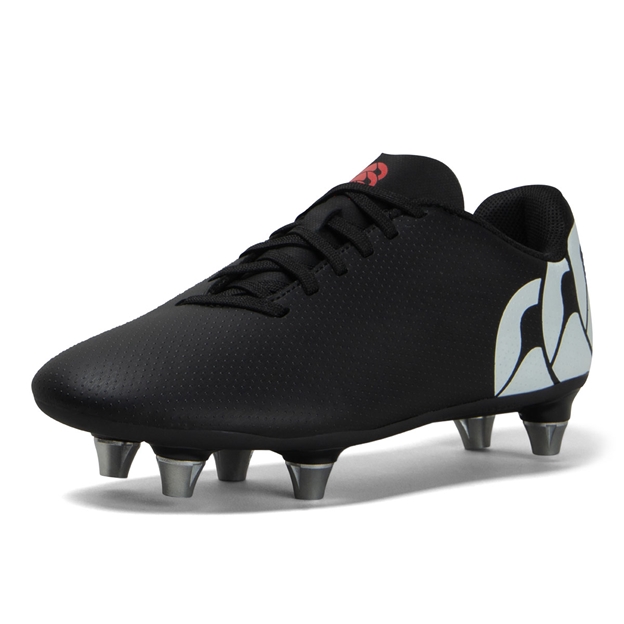 Canterbury Kids Speed Raze Soft Ground Rugby Boots Black/White - Front
