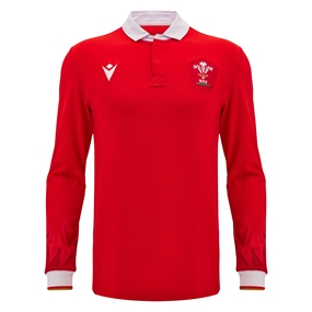 Wales Mens Cotton Home Rugby Shirt - Long Sleeve 2025 - Front