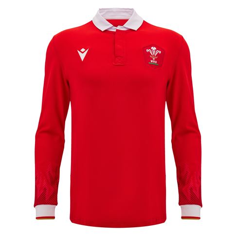 Wales Mens Cotton Home Rugby Shirt - Long Sleeve 2025 - Front