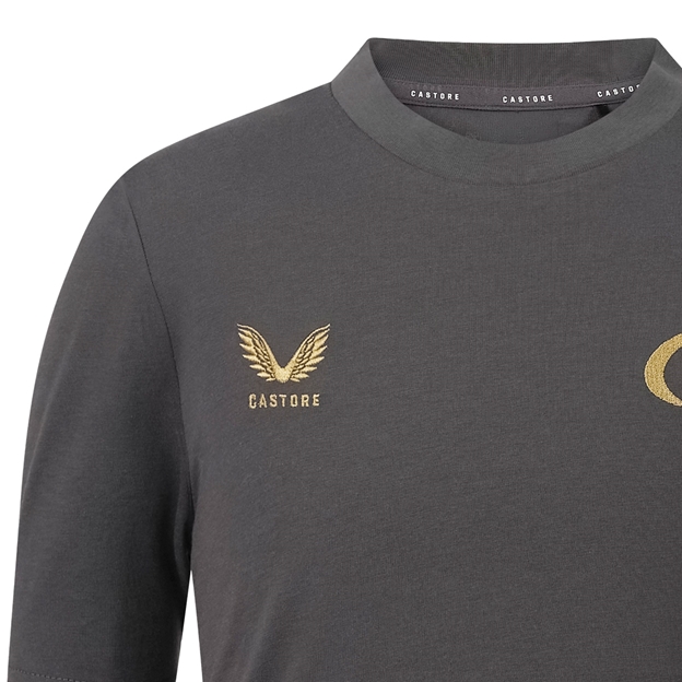 Saracens Kids 150th Anniversary T-Shirt 26/27 Gunmetal - Castore Logo Close-up