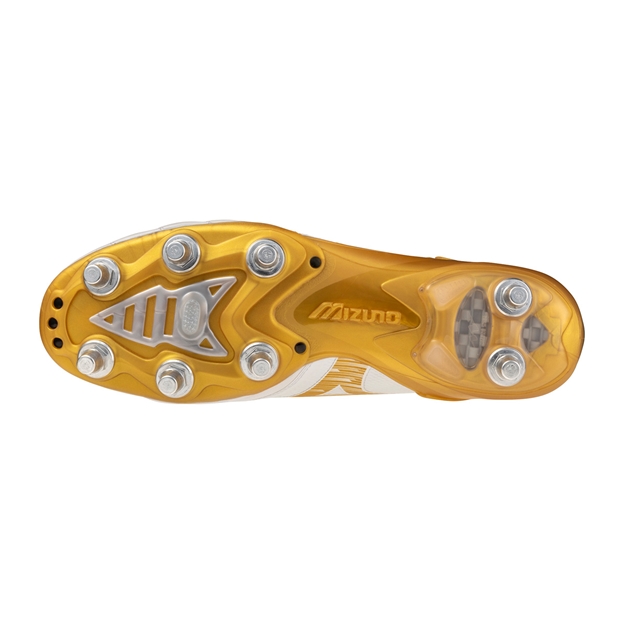 Mizuno Adults Morelia Neo IV Βeta Elite SI Soft Ground Rugby Boots White/Gold - Soleplate