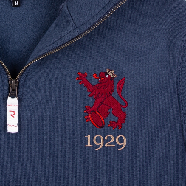 Spain 1959 Adults Half Zip Cotton Sweatshirt Petrol Blue - Badge View