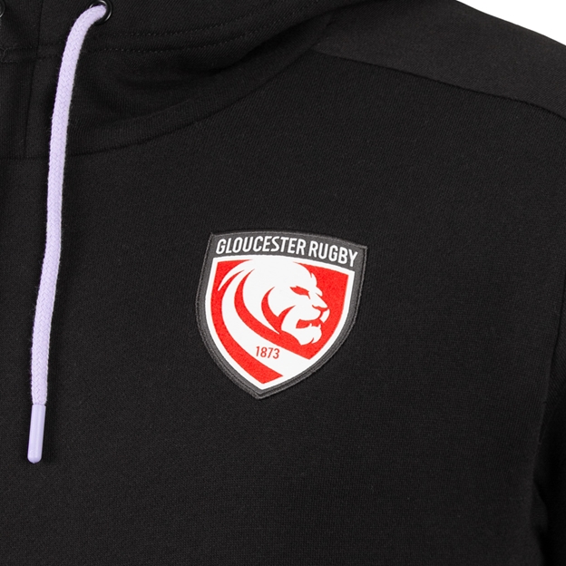Gloucester Mens Travel Hoodie 25/26 Black Lilac - Club Badge