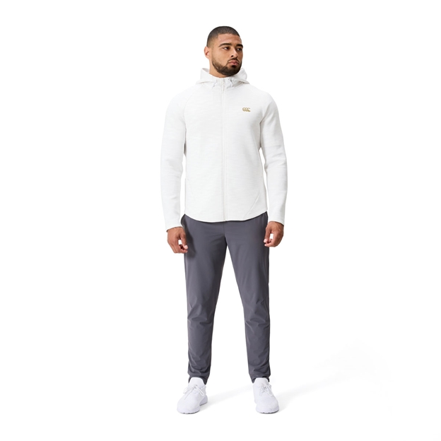 Canterbury Mens Everest Full Zip Hoodie Bright White Marl - Model Front View