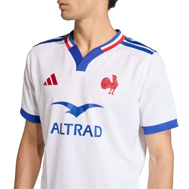 France Mens Away Rugby Shirt White 25/26 - Model Front Close-up View