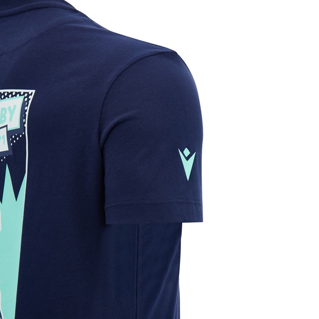 Scotland Kids Leisure Cotton T-Shirt 26/27 Navy and Green - Sleeve Detail