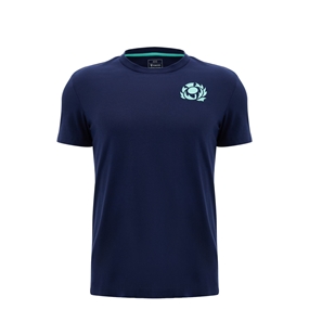Scotland Kids Leisure Cotton T-Shirt 26/27 Navy and Green - Front View