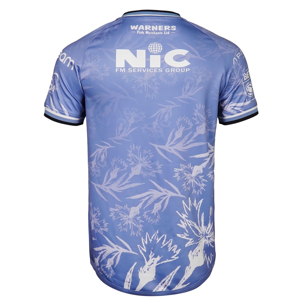 Leeds Rhinos Mens MND Rugby Shirt 2026 Frosted Blue Navy and White - Front View