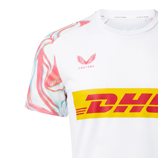 Harlequins Mens Pre Match T-Shirt 26/27 Sea Angel - Castore Logo Close-up