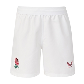 England Kids Home Rugby Shorts 26/27 Brilliant White - Front View