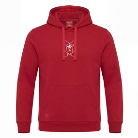 Wales Mens Fanwear Hoodie 26/27 Red - Front View